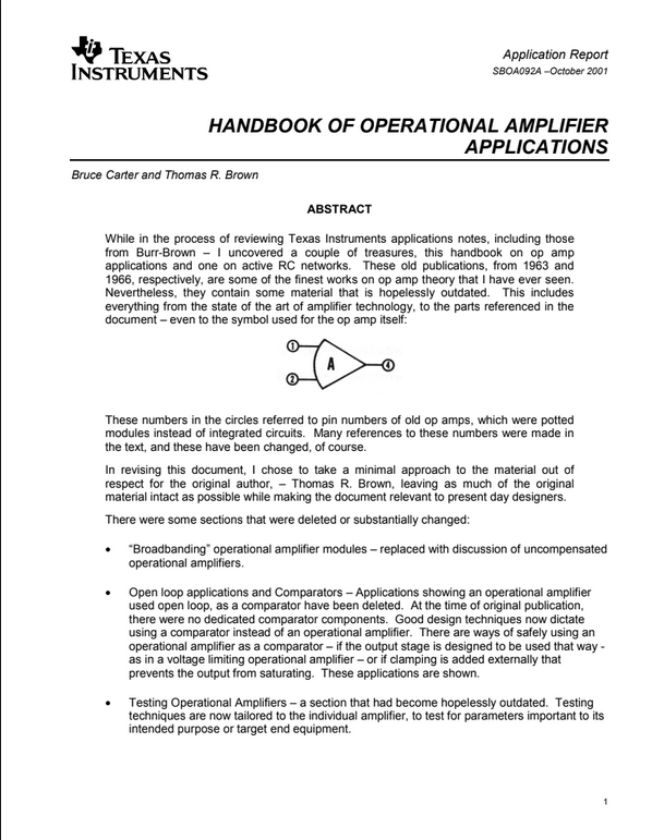 HANDBOOK OF OPERATIONAL AMPLIFIER APPLICATIONS